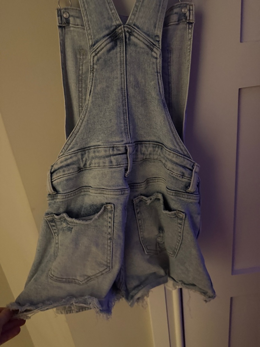 Casual Light Blue Denim Short Overalls for Women - Picture 5 of 5